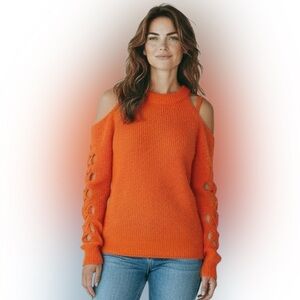 SHEIN Bold Orange Off-Shoulder Sweater